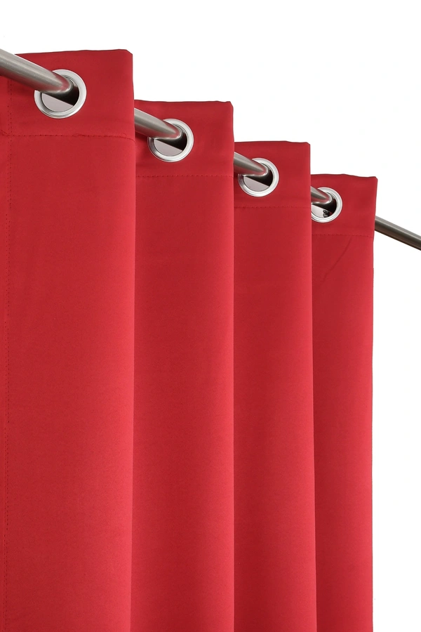 Panipat Textile Hub Polyester Eyelet Maroon Solid Blackout curtains Pack of 2 - Door (4x7 Feet)