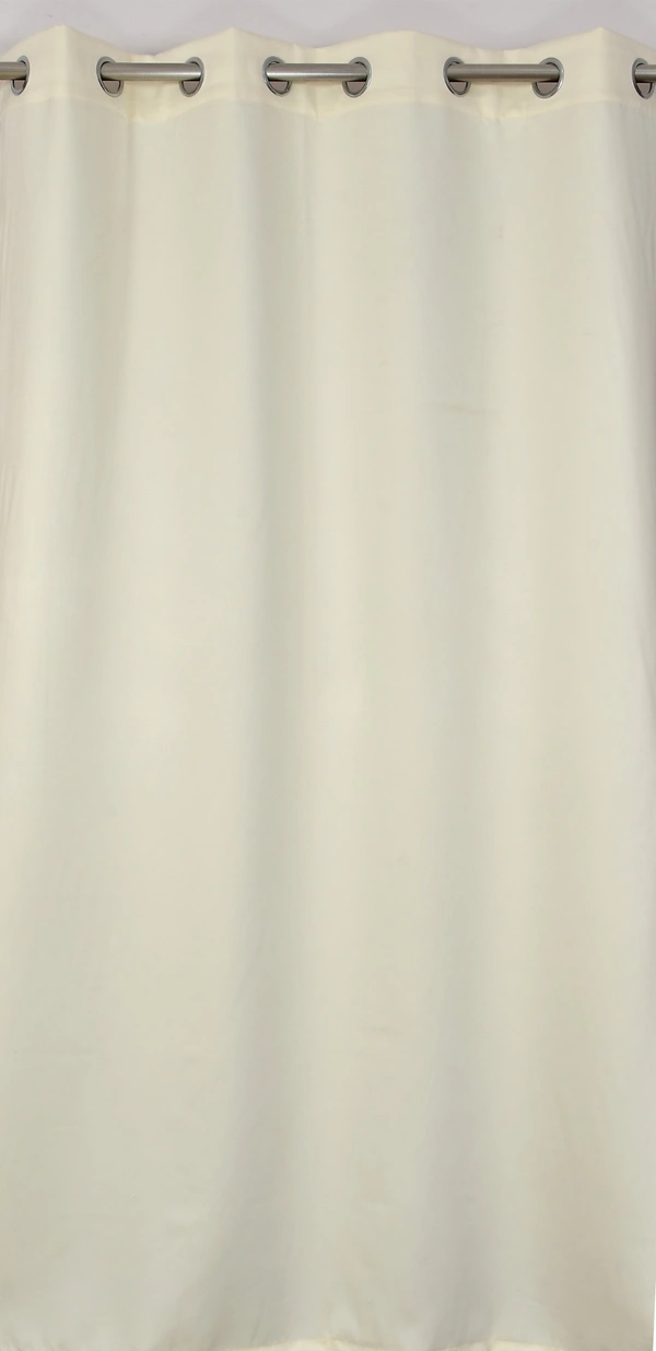 Panipat Textile Hub Polyester Eyelet Cream Solid Blackout curtains Pack of 2 - Window (4x5 Feet)