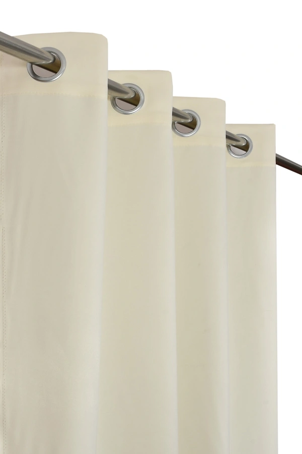 Panipat Textile Hub Polyester Eyelet Cream Solid Blackout curtains Pack of 2 - Window (4x5 Feet)