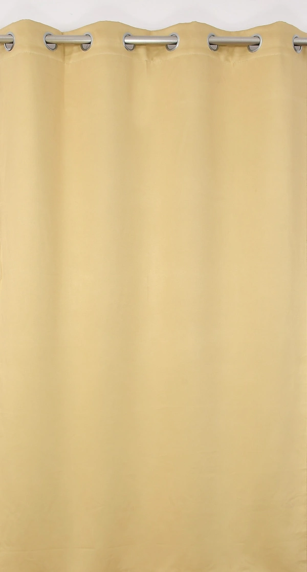 Panipat Textile Hub Polyester Eyelet Khakhi Solid Blackout curtains Pack of 2 - Window (4x5 Feet)