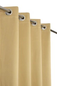 Panipat Textile Hub Polyester Eyelet Khakhi Solid Blackout curtains Pack of 2 - Window (4x5 Feet)