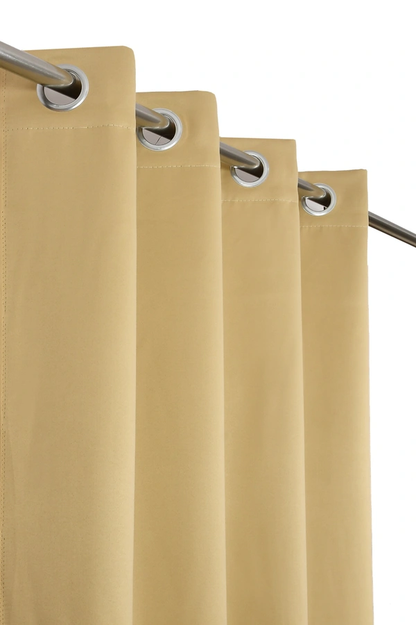 Panipat Textile Hub Polyester Eyelet Khakhi Solid Blackout curtains Pack of 2 - Window (4x5 Feet)