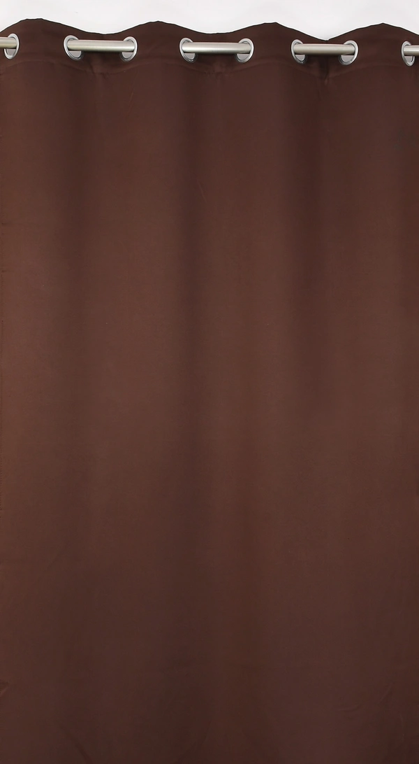 Panipat Textile Hub Polyester Eyelet Brown Solid Blackout curtains Pack of 2 - Door (4x7 Feet)