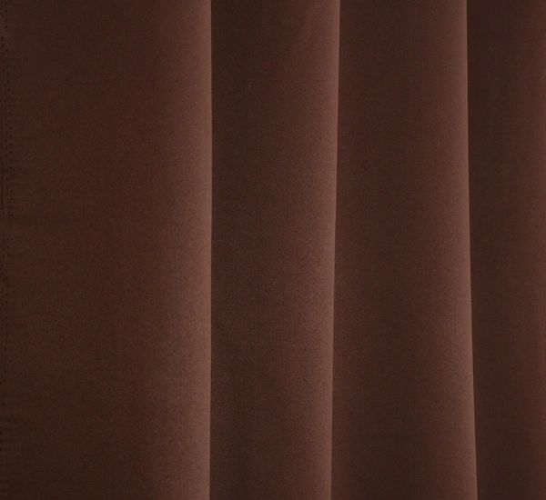 Panipat Textile Hub Polyester Eyelet Brown Solid Blackout curtains Pack of 2 - Door (4x7 Feet)