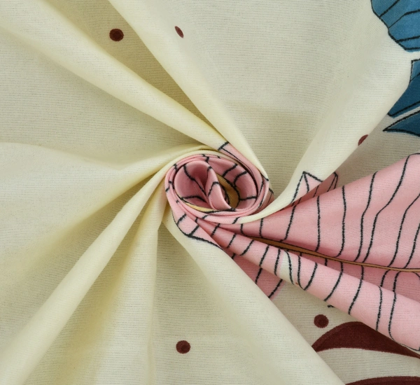 Beige King Flat 230 TC Floral Bedsheet (Pack of 1, Beige (1 Bedsheet + 2 Pillow Covers + 2 Cushion Cover with filler)