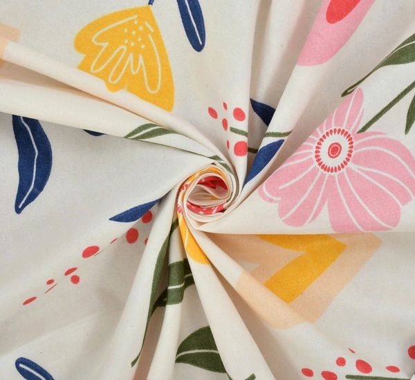 Yellow King Flat 230 TC Floral Bedsheet (Pack of 1, Yellow (1 Bedsheet + 2 Pillow Covers + 2 Cushion Cover with filler)