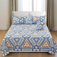 Blue King Flat 230 TC Floral Bedsheet (Pack of 1, BLUE (1 Bedsheet + 2 Pillow Covers + 2 Cushion Cover with filler)