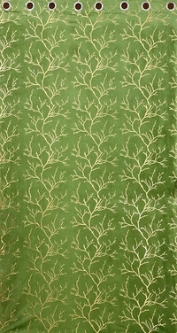 Green velvet Premium Shining Foil Chinaar Print Blackout Curtains Pack of 2  - Long Door (4 x9 Feet), Green