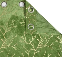 Green velvet Premium Shining Foil Chinaar Print Blackout Curtains Pack of 2  - Long Door (4 x9 Feet), Green