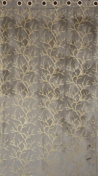 Grey velvet Premium Shining Foil Chinaar Print Blackout Curtains Pack of 2  - Long Door (4 x9 Feet), Grey