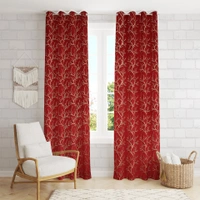 Maroon velvet Premium Shining Foil Chinaar Print Blackout Curtains Pack of 2  - Door (4 x 7 Feet), Maroon