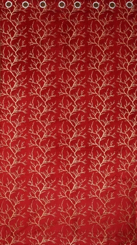 Maroon velvet Premium Shining Foil Chinaar Print Blackout Curtains Pack of 2  - Door (4 x 7 Feet), Maroon
