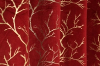 Maroon velvet Premium Shining Foil Chinaar Print Blackout Curtains Pack of 2  - Door (4 x 7 Feet), Maroon