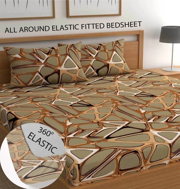 Panipat textile Hub 180 TC Microfiber Super Soft Fitted (Elastic) Double Bedsheet with 2 Pillow cover - Double