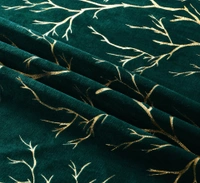 Dark Green velvet Premium Shining Foil Chinaar Print Blackout Curtains Pack of 2  - Long Door (4 x9 Feet), Green