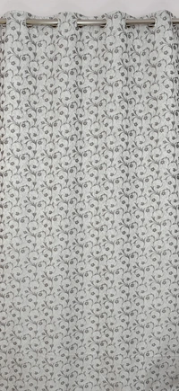 Panipat Textile Hub Polyester Eyelet Grey jacquard curtains Pack of 2 - Long Door (4x9 Feet)