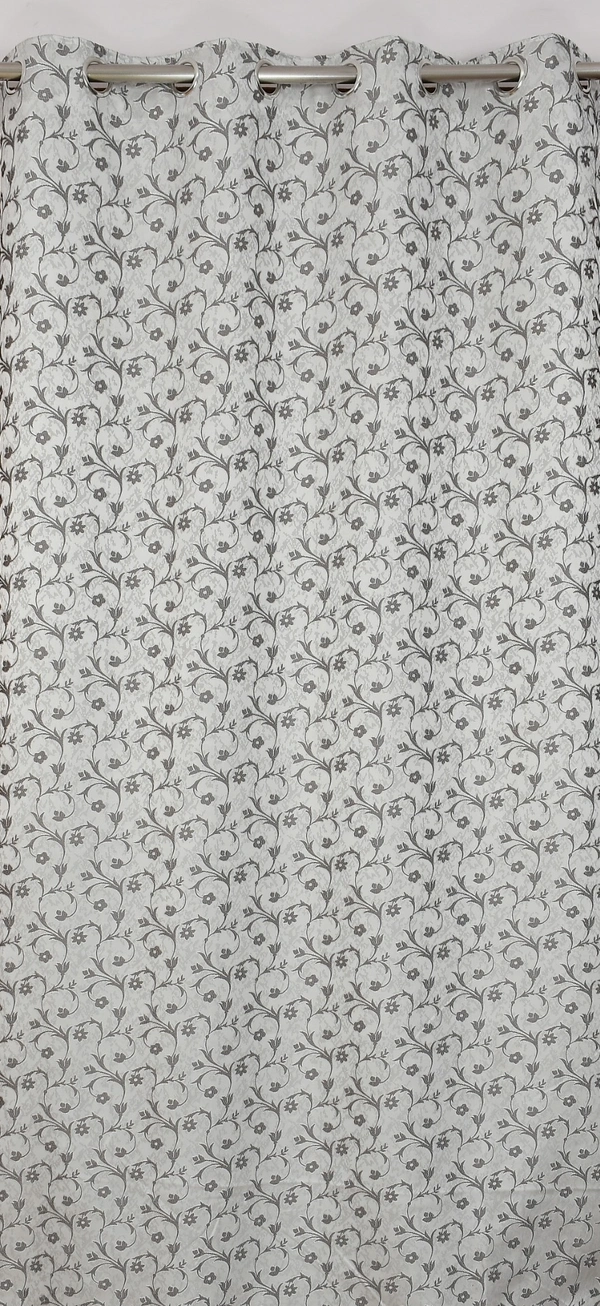 Panipat Textile Hub Polyester Eyelet Grey jacquard curtains Pack of 2 - Long Door (4x9 Feet)