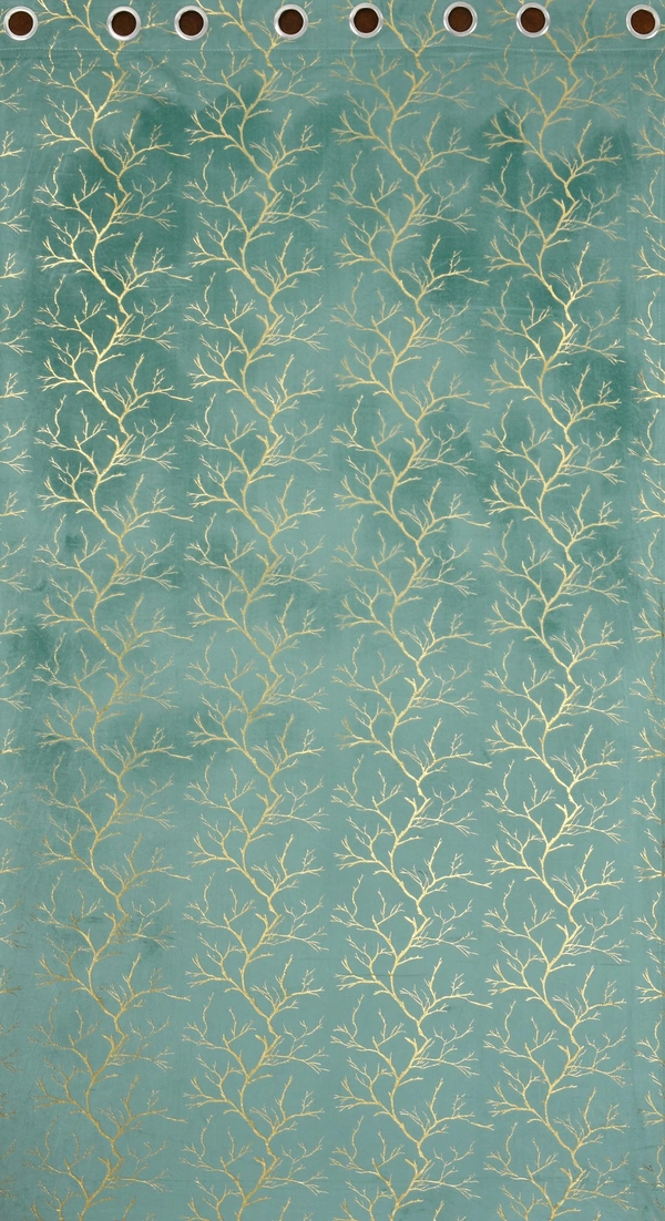 Sky velvet Premium Shining Foil Chinaar Print Blackout Curtains Pack of 2  - Window (4 x 5 Feet), Sky