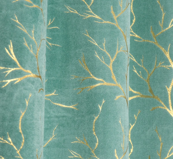 Sky velvet Premium Shining Foil Chinaar Print Blackout Curtains Pack of 2  - Window (4 x 5 Feet), Sky