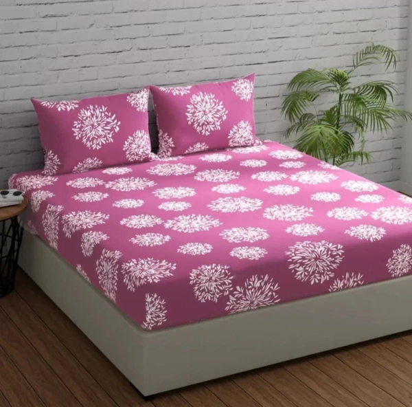 Panipat textile Hub 180 TC Microfiber Super Soft Fitted (Elastic) Double Bedsheet with 2 Pillow cover - Double