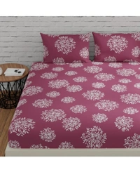 Panipat textile Hub 180 TC Microfiber Super Soft Fitted (Elastic) Double Bedsheet with 2 Pillow cover - Double