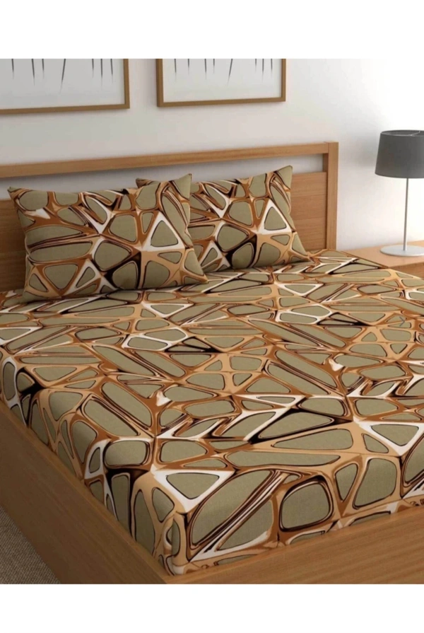 Panipat textile Hub 180 TC Microfiber Super Soft Fitted (Elastic) Double Bedsheet with 2 Pillow cover - Double