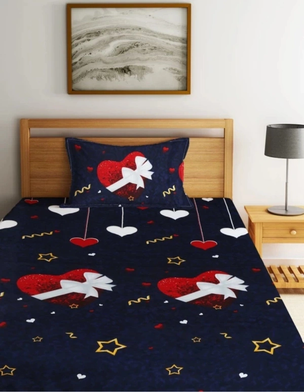 Panipat textile Hub 180 TC Microfiber single Bedsheet with 1 Pillow cover - Single