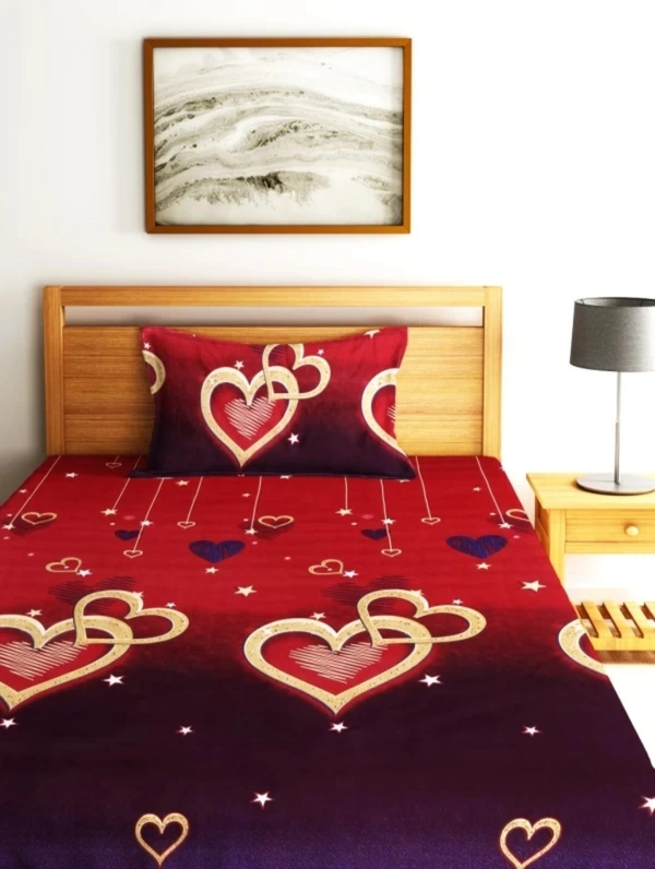 Panipat textile Hub 180 TC Microfiber single Bedsheet with 1 Pillow cover - Single