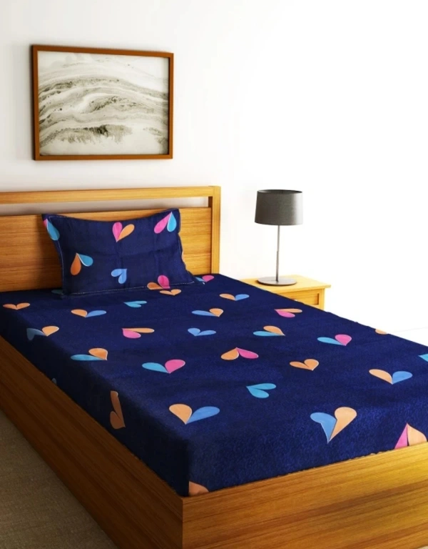 Panipat textile Hub 180 TC Microfiber single Bedsheet with 1 Pillow cover - Single