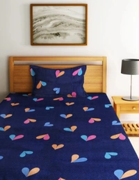 Panipat textile Hub 180 TC Microfiber single Bedsheet with 1 Pillow cover - Single