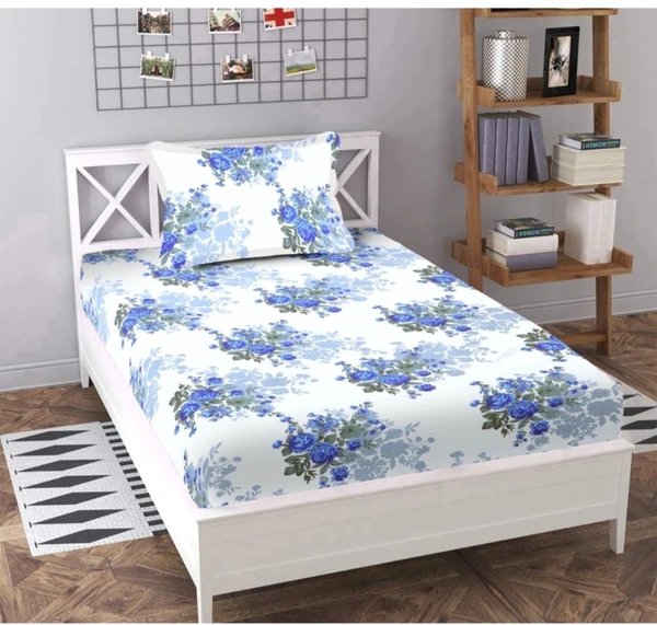 Panipat textile Hub 180 TC Microfiber single Bedsheet with 1 Pillow cover - Single