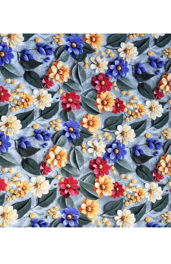 Blue 7D Cotton Feel Super Soft Fabric King Size bedsheet 7D Print Bedsheet for Double Bed with 2 Pillow Covers.