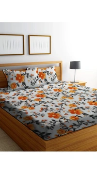 Yellow 7D Cotton Feel Super Soft Fabric King Size bedsheet 7D Print Bedsheet for Double Bed with 2 Pillow Covers.