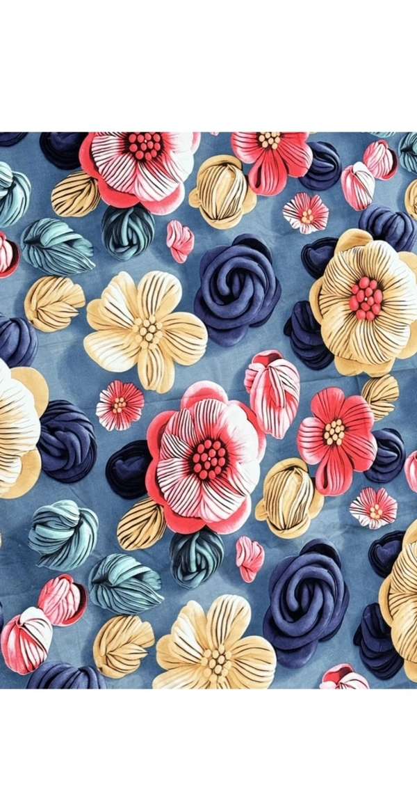 Blue 7D Cotton Feel Super Soft Fabric King Size bedsheet 7D Print Bedsheet for Double Bed with 2 Pillow Covers.