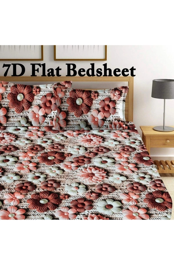 Brown 7D Cotton Feel Super Soft Fabric King Size bedsheet 7D Print Bedsheet for Double Bed with 2 Pillow Covers.
