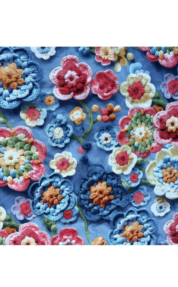 Blue 7D Cotton Feel Super Soft Fabric King Size bedsheet 7D Print Bedsheet for Double Bed with 2 Pillow Covers.