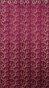 Wine velvet Premium Shining Foil Chinaar Print Blackout Curtains Pack of 2  - Window (4 x 5 Feet), Wine