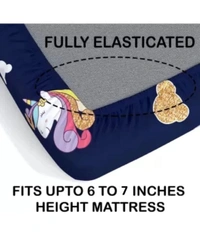 Panipat textile Hub 180 TC Microfiber Super Soft Fitted (Elastic) Double Bedsheet with 2 Pillow cover - Navy Blue