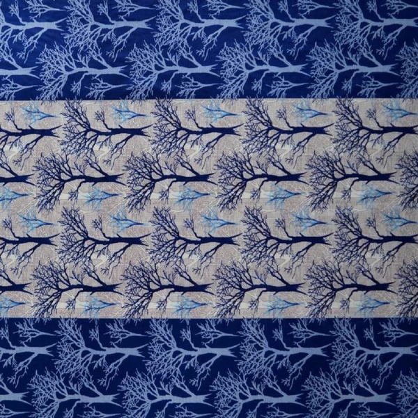 Fabolic polyester Eyelet Blue Suprimo Printed Design curtains Pack of 2 - Long Door (4x9 Feet)