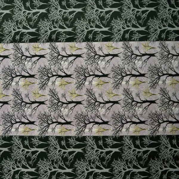 Fabolic polyester Eyelet Green Suprimo Printed Tree Design curtains Pack of 2 - Long Door (4x9 Feet)