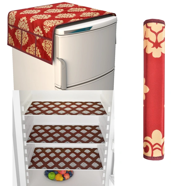 Fabolic Refrigerator Top Cover, Handle  with 3 Fridge Mat