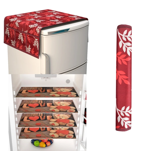 Fabolic Refrigerator Top Cover, Handle  with 3 Fridge Mat