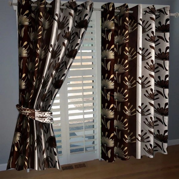 Federica polyester Eyelet  Suprimo Printed Design curtains Pack of 2 - Long Door (4x9 Feet)