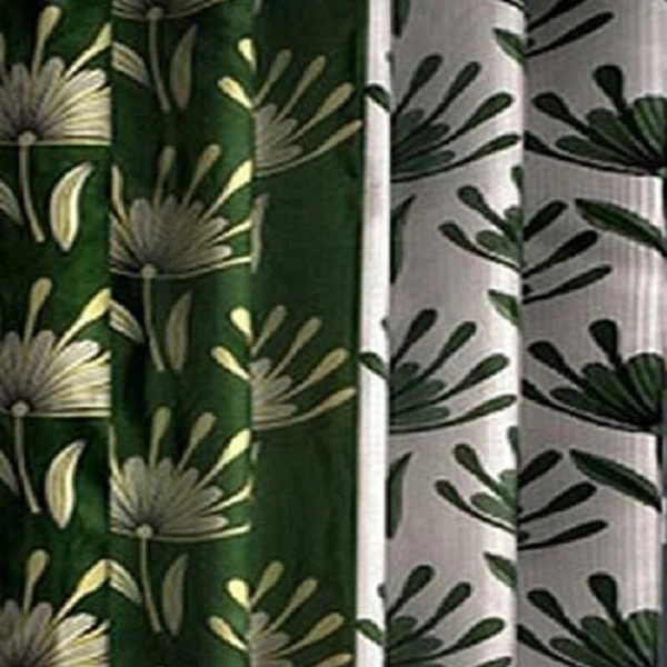 Federica polyester Eyelet  Suprimo Printed Design Green curtains Pack of 2 - Door (4x7 Feet)