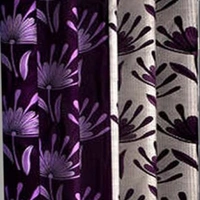 Federica Polyester Eyelet  Suprimo Printed Design Purple Curtains Pack of 2 - Long Door (4x9 Feet)