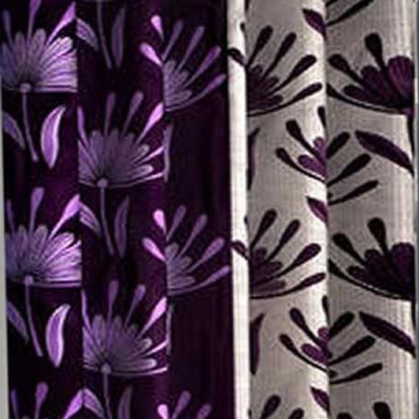 Federica Polyester Eyelet  Suprimo Printed Design Purple Curtains Pack of 2 - Long Door (4x9 Feet)