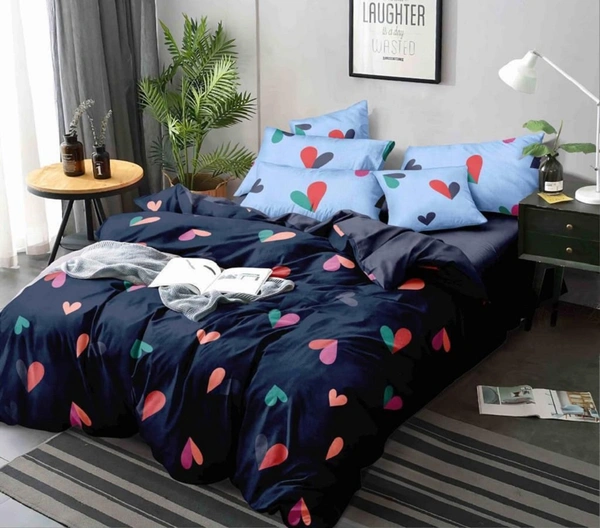 Home Garage 140 TC Microfiber 3D Printed Super Soft Flat Double Bedsheet  With 2 pillow cover - Double Bedsheet