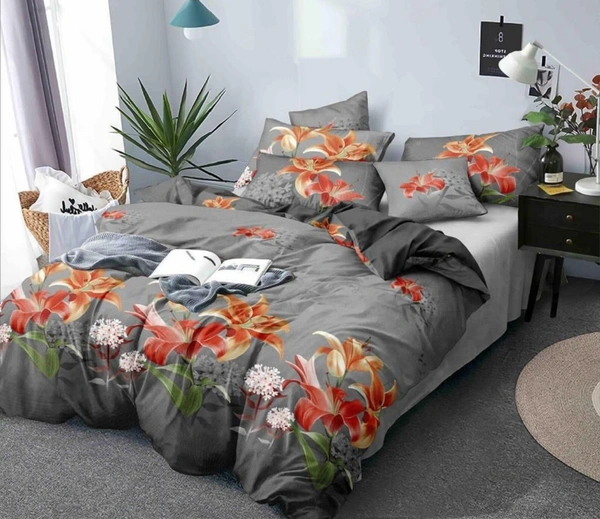 Home Garage 140 TC Microfiber 3D Printed Super Soft Flat Double Bedsheet  With 2 pillow cover