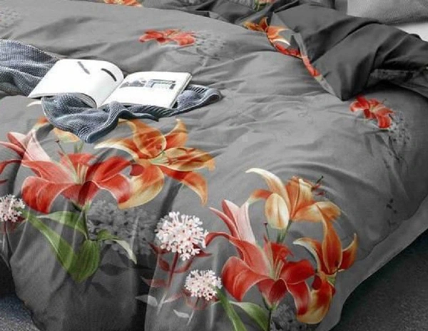 Home Garage 140 TC Microfiber 3D Printed Super Soft Flat Double Bedsheet  With 2 pillow cover - Double Bedsheet