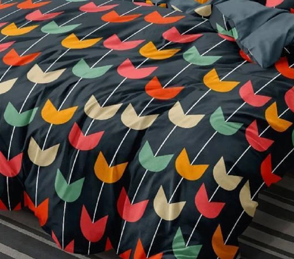 Home Garage 140 TC Microfiber 3D Printed Super Soft Flat Double Bedsheet  With 2 pillow cover - Double Bedsheet